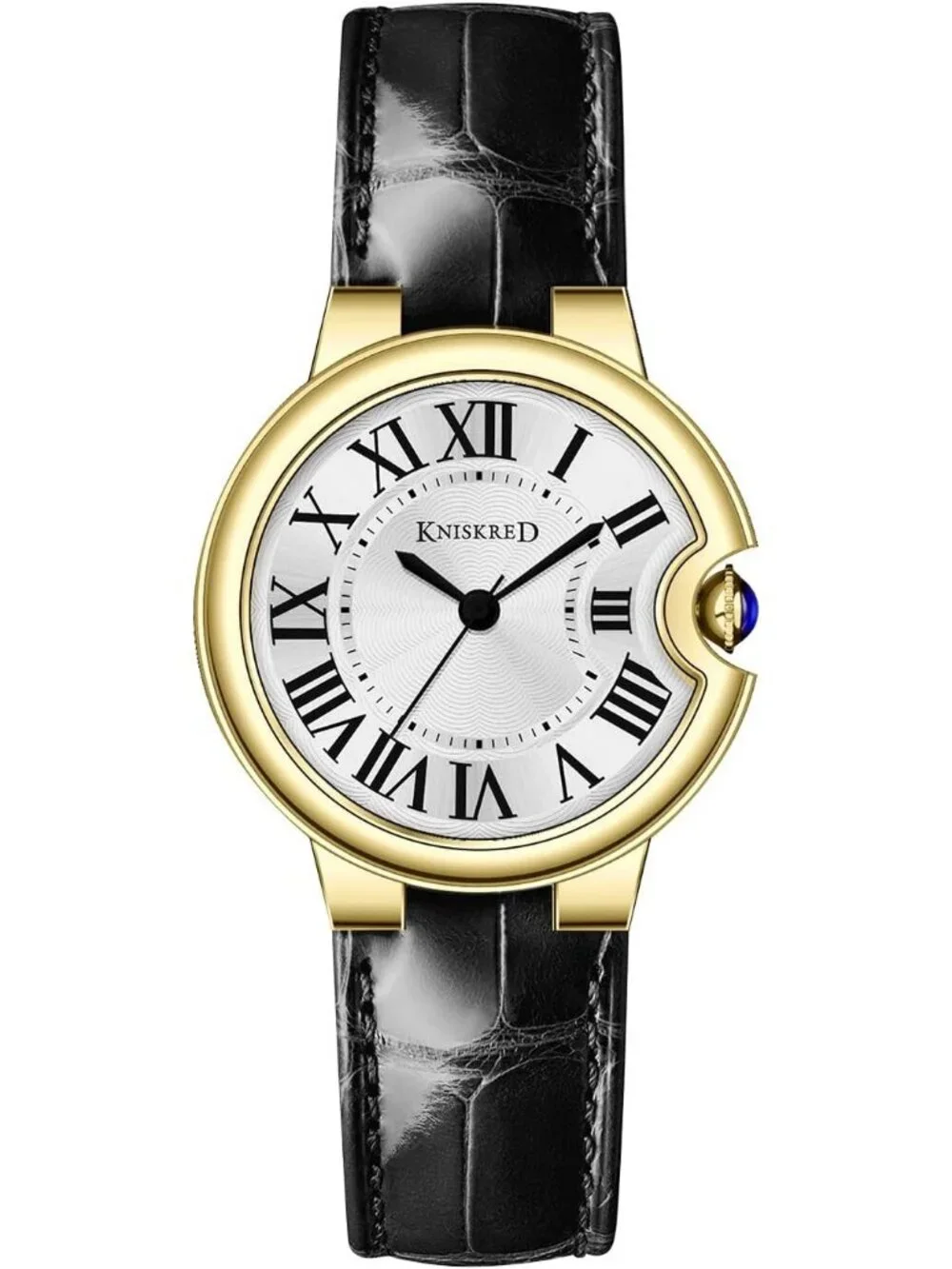 Women's Black Gold Roman Numerals Solid Vintage Leather Strap Wrist Watches